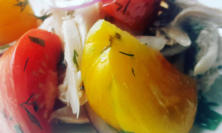 Roasted chicken heirloom tomato salad